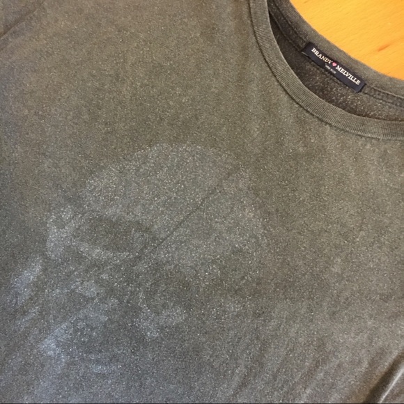 Brandy melville faded skull gray stone wash ITALY MODAL COTTON super soft shirt - Picture 6 of 8